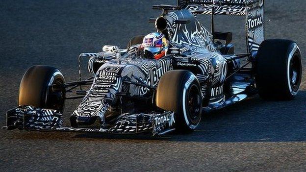 Red Bull unveil their new car for 2015 at pre-season testing in Spain