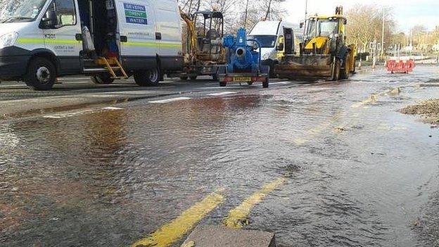 Flooded road Leicester