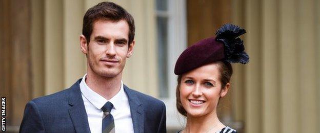 Andy Murray and fiancee Kim Sears at Buckingham Palace