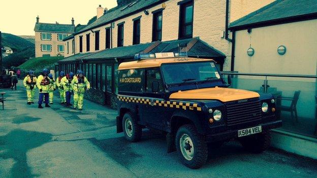 Coastguards in Trebarwith Strand