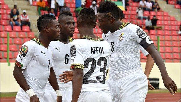 Ghana players celebrate during their win over Guinea