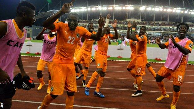 Ivory Coast players celebrate