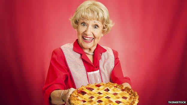 Granny holding a pie