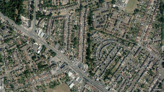 View of Hillingdon from satellite