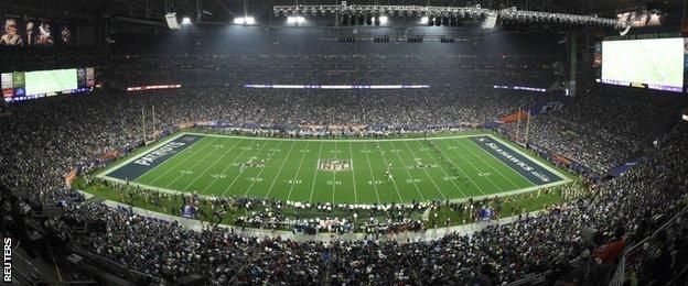 The Super Bowl was played at the 72,000 capacity University of Phoenix Stadium