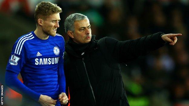 Andre Schurrle (left) and Chelsea manager Jose Mourinho