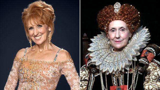 Anita Dobson as she appeared on Strictly Come Dancing and how she appears in Armada