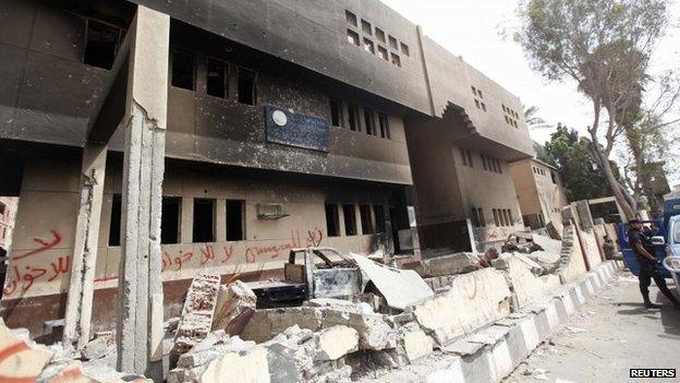 Supporters of former Egyptian president Mohamed Morsi burned a police station in Kerdasa,