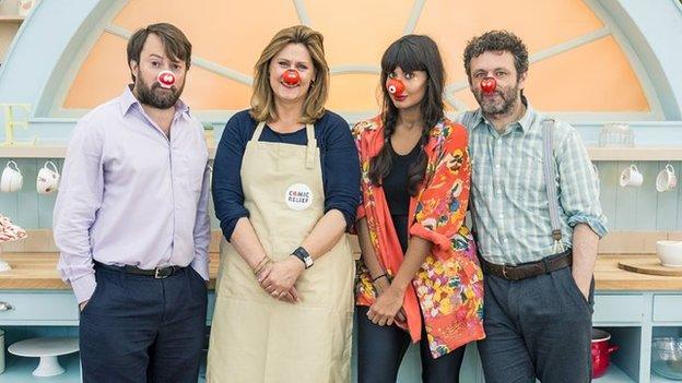 David Mitchell, Sarah Brown, Jameela Jamil and Michael Sheen