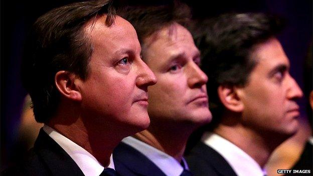 David Cameron, Nick Clegg, Ed Miliband