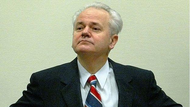 Former Yugoslavian President Slobodan Milosevic appears before the UN war crimes tribunal in The Hague, 2002