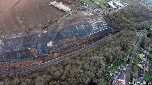 Aerial view of the landslide