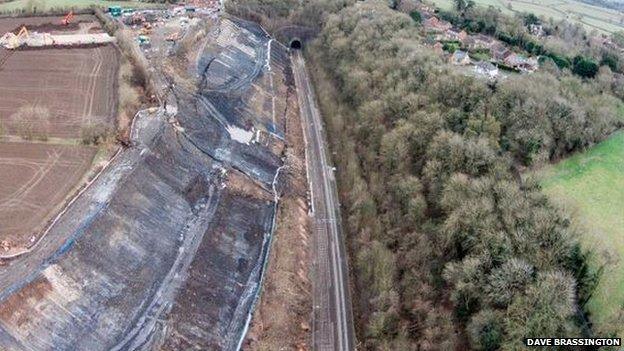 Aerial view of the landslide
