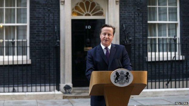 Prime Minister David Cameron address the media in front of 10 Downing Street after the Scottish referendum