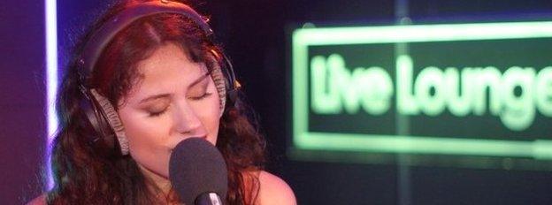 Eliza Doolittle performing in the Radio 1 Live Lounge