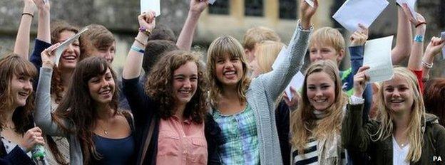 Students celebrating their GCSE results in 2011