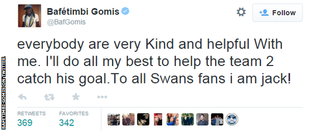 Bafetimbi Gomis tweet