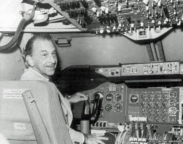 JRD Tata in a cockpit