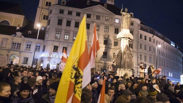 First Pegida rally in Austria on 2 February 2015