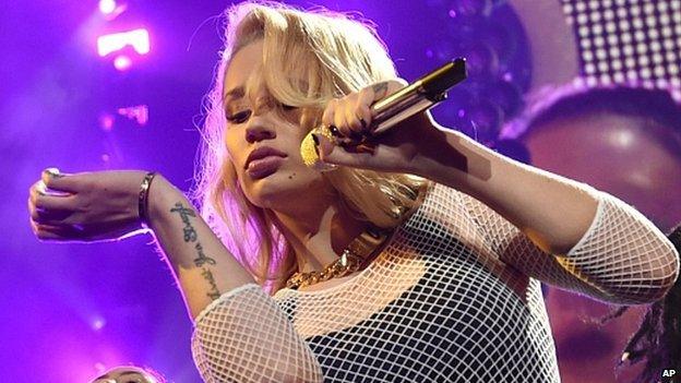 Iggy Azalea performs at KIIS FM's Jingle Ball at the Staples Center in Los Angeles. 5 Dec 2014