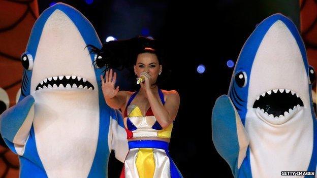 Katy Perry and her fishy backing dancers - #leftshark's odd moves captivated Twitter.