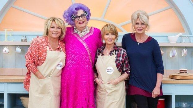 Jennifer Saunders, Dame Edna Everage, Lulu and Joanna Lumley