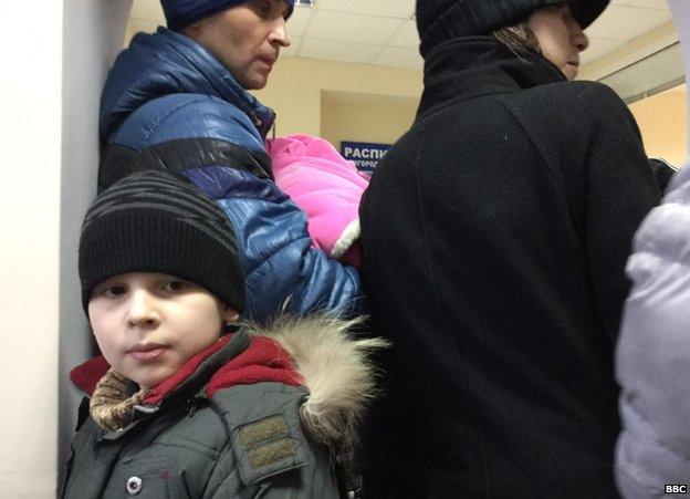 Evacuees in Sloviansk