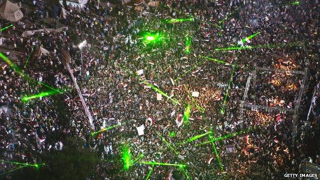 Morsi was unpopular with some: this is a rally against the former president, in 2013