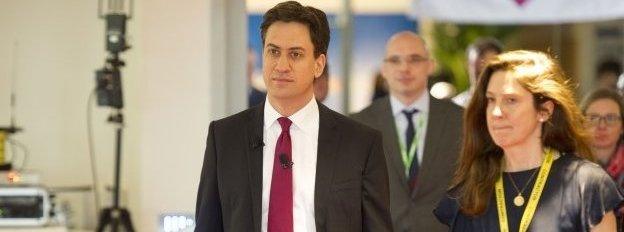 Ed Miliband arriving at an event in Milton Keynes