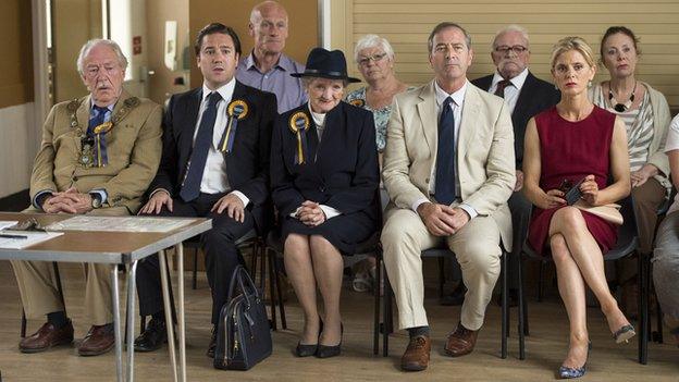 Sir Michael Gambon with other cast members of The Casual Vacancy