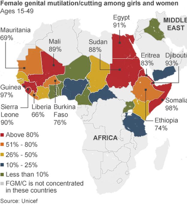 Countries where FGM is concentrated