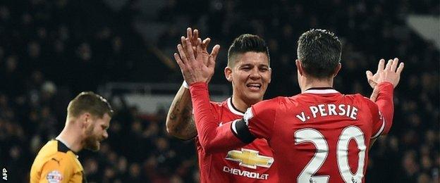 Robin van Persie and Marcos Rojo