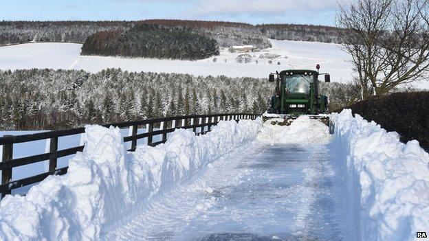 Tractor in snow