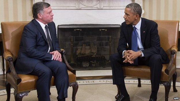 US President Barack Obama meets with King Abdullah II of Jordan in the Oval Office of the White House in Washington - 3 February 2015