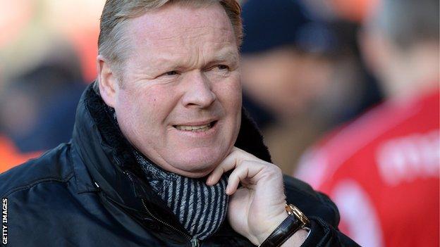 Ronald Koeman looks pensive as he watches a Southampton match