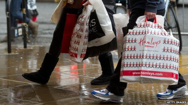 Shoppers and shopping bags