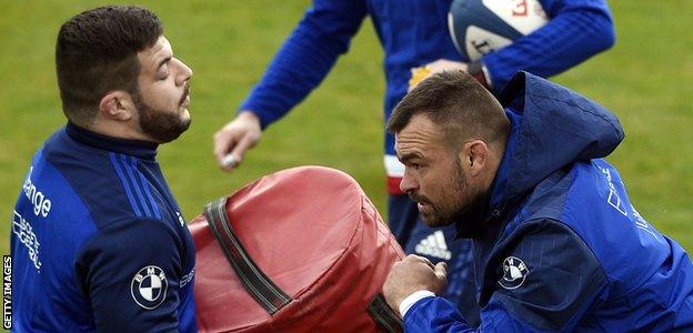 Rabah Slimani and Nicolas Mas in training