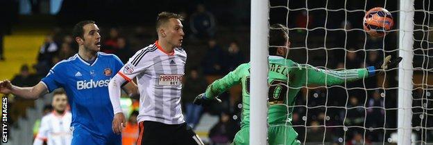 Marcus Bettinelli fumbles the ball over the line in the FA Cup game against Sunderland