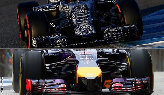 Red Bull cars from 2014 and 2015 compared