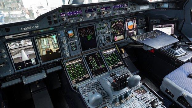 Cockpit of the Airbus A380