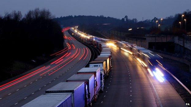 Operation Stack on the M20 near Maidstone in Kent