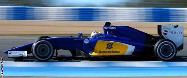 sauber at the f1 test in jerez