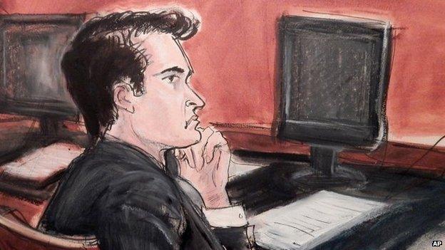 Ross William Ulbricht listens to proceedings from the defense table during opening arguments in his criminal trial in New York 13 January 2015