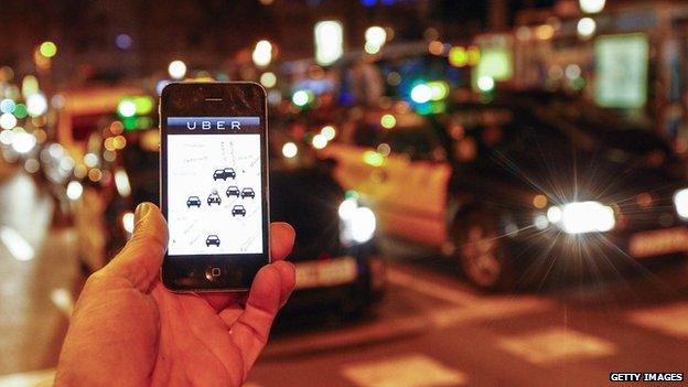 Uber app on smartphone