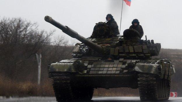 Pro-Russian rebel tank, near Donetsk, 2 Feb 15