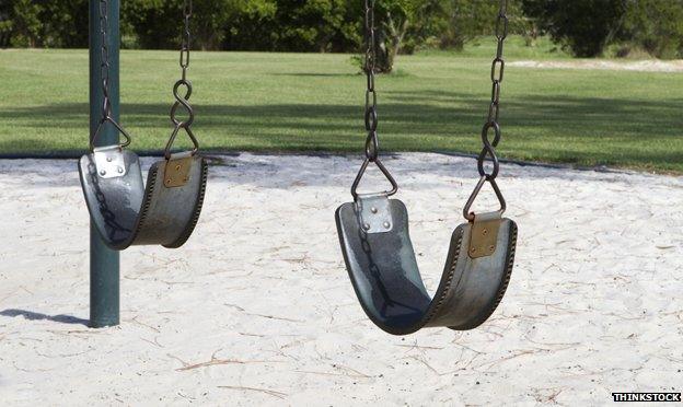 Two empty swings