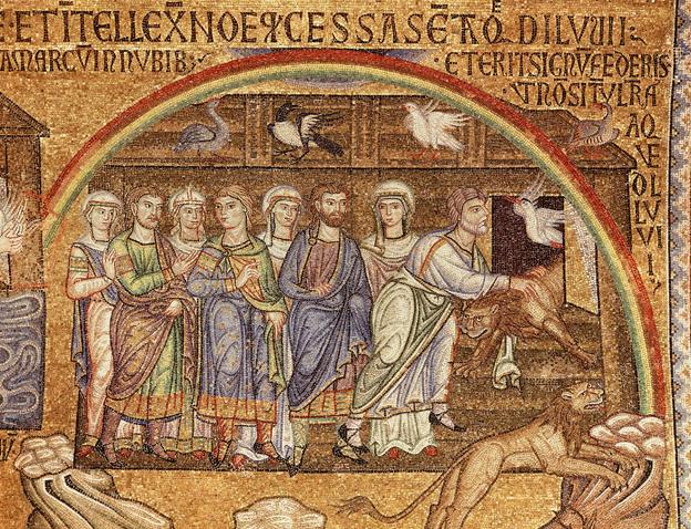 Leaving the Ark, mosaic, 12th-13th century Byzantine