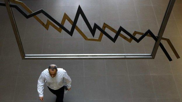 Man at Athens stock exchange