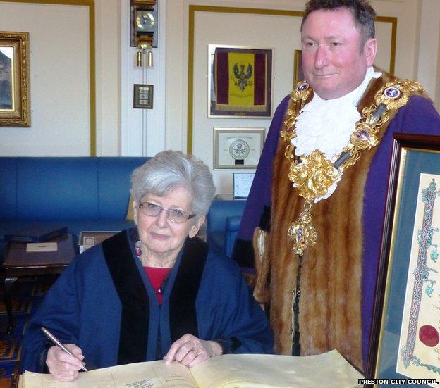 l-r: Lady Grenfell-Baines and Mayor of Preston Nick Pomfret