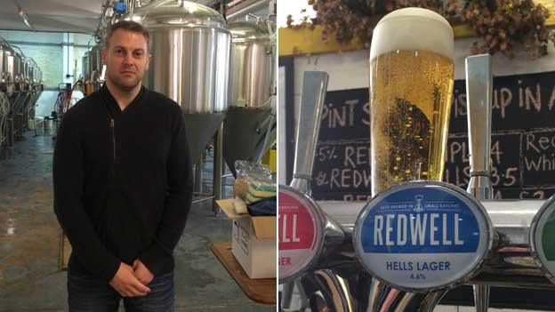 Patrick Fisher with Redwell Hells Lager